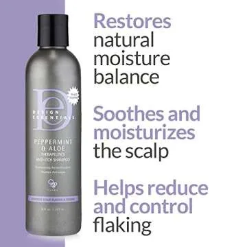 Design Essentials Peppermint & Aloe Therapeutics Anti-Itch Shampoo For Instant Scalp and Dandruff Relief - 8 Oz