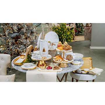 Mud Pie Foiled Marble Coaster Set, White Silver