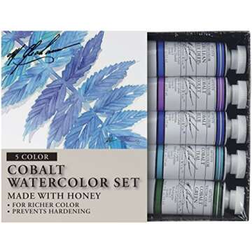 M. Graham Tube Watercolor Paint Cobalt Mix 5-Color Set, 1/2-Ounce