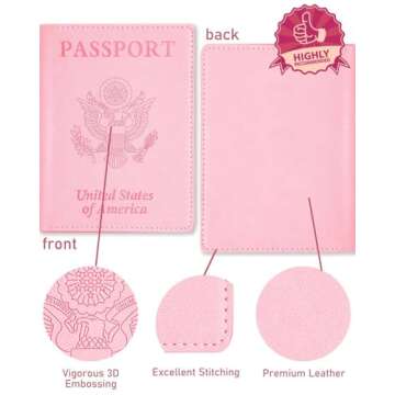 Sizobi Leather Passport Holder Covers Case, Passport Holder for Travel Women, International Travel Must Haves Travel Accessories for Women Men, Cruise Ship Essentials, Passport Book Travel Gifts, Pink
