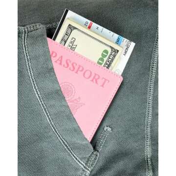 Sizobi Leather Passport Holder Covers Case, Passport Holder for Travel Women, International Travel Must Haves Travel Accessories for Women Men, Cruise Ship Essentials, Passport Book Travel Gifts, Pink