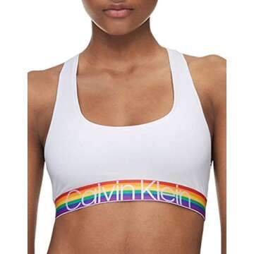 Calvin Klein Women's Modern Cotton-Bralette, White Rainbow, S