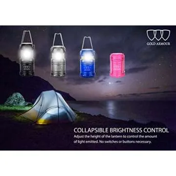Gold Armour LED Camping Lanterns - 4 Pack with Batteries