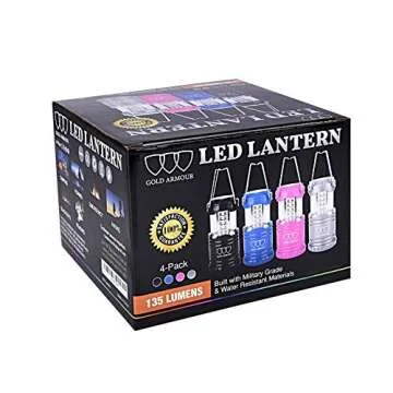 Gold Armour LED Camping Lanterns - 4 Pack with Batteries