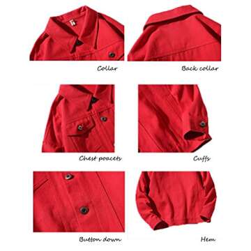 Tebreux Men's Jeans Coat Button Down Denim Jacket Casual Trucker Jacket Outerwear Black M