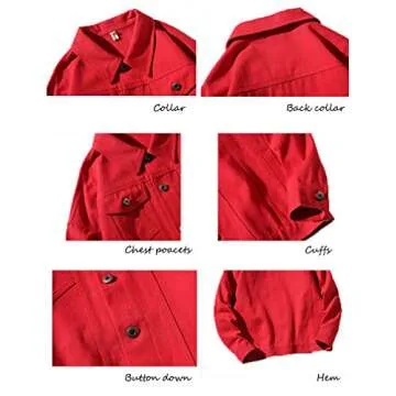 Tebreux Men's Jeans Coat Button Down Denim Jacket Casual Trucker Jacket Outerwear Black M