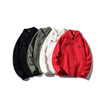 Tebreux Men's Jeans Coat Button Down Denim Jacket Casual Trucker Jacket Outerwear Black M