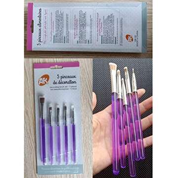 AK ART KITCHENWARE Sugar Cookie Brushes Set Gum Paste Flower Tools Fondant Cake Decorating Supplies Bakeware Kitchen Utensil Bakery Tools (Set of 5pcs)