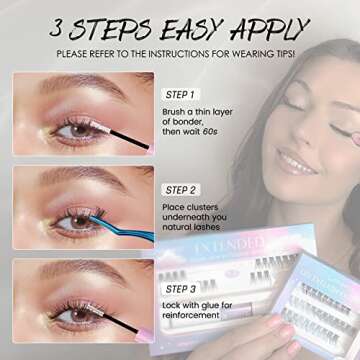LANKIZ Lash Clusters Kit with Cluster Lash Glue, D Curl Lash Extension Kit, Individual Lashes, Bond ...