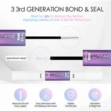 LANKIZ Lash Clusters Kit with Cluster Lash Glue, D Curl Lash Extension Kit, Individual Lashes, Bond & Seal Eyelash Glue, DIY Eye Lash Extension Starter Kit, 12+14mm Mix DIY Lash Extensions at Home