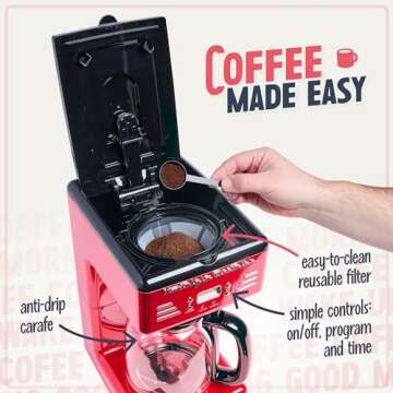 Stylish Nostalgia Retro 12-Cup Coffee Maker with Features
