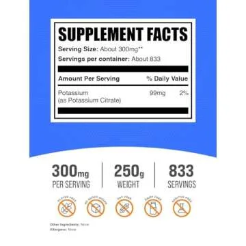 BulkSupplements.com Potassium Citrate Powder - Potassium Citrate Supplement, Potassium Powder, Potas...