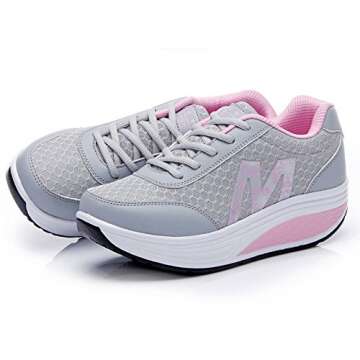 CN-Porter Women's Athletic Casual Lace Up Toning Sneaker Walking Shoe Shake Shoes Grey, 5