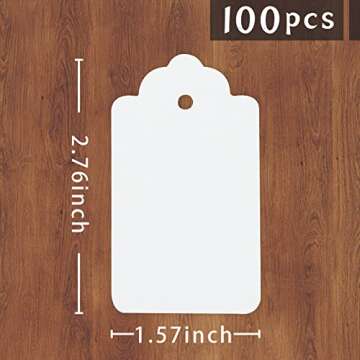 SallyFashion 100pcs White Paper Gift Tags with String, Blank Gift Bags Tags Price Tags DIY Crafts