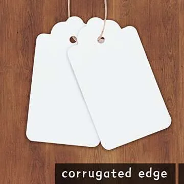 SallyFashion 100pcs White Paper Gift Tags with String, Blank Gift Bags Tags Price Tags DIY Crafts