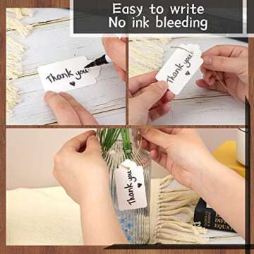 SallyFashion 100pcs White Paper Gift Tags with String, Blank Gift Bags Tags Price Tags DIY Crafts