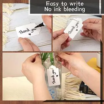SallyFashion 100pcs White Paper Gift Tags with String, Blank Gift Bags Tags Price Tags DIY Crafts