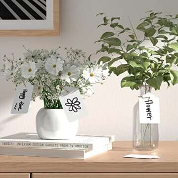 SallyFashion 100pcs White Paper Gift Tags with String, Blank Gift Bags Tags Price Tags DIY Crafts