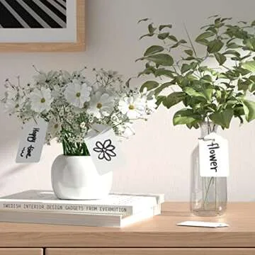 SallyFashion 100pcs White Paper Gift Tags with String, Blank Gift Bags Tags Price Tags DIY Crafts