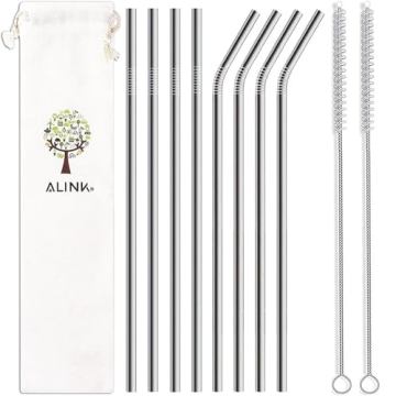ALINK 8-Pack Stainless Steel Straws for Yeti Tumblers