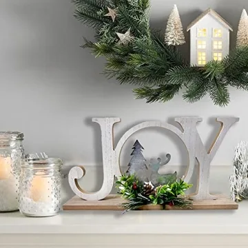 Eternhome Rustic Christmas Decoration Joy Sign for Home