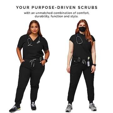 FIGS Zamora Jogger Style Scrub Pants for Women - Black, M