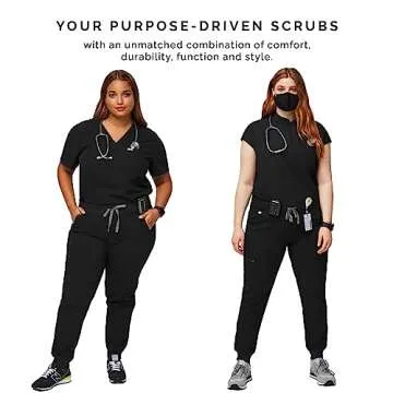 FIGS Zamora Jogger Style Scrub Pants for Women - Black, M