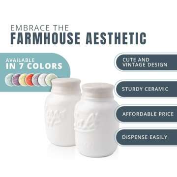 Vintage Mason Jar Salt & Pepper Shakers by Comfify - Adorable Decorative Mason Jar Décor for Vintag...