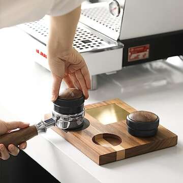 MHW-3BOMBER Coffee Distributor 58mm Espresso leveler Innovative Stepless Adjustable Height Espresso Distributor 58.35mm for 58mm Portafilter Stainless Steel Base (Black) T5215S