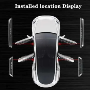 TSLAUCAY Illuminated Door Sill Protector for Tesla Model Y 2023-2017 4 PCS Model Y Door Sill Illuminated with Magnetic Control Door Sill Scuff Plate Door Entry Guard for Model Y-Carbon Fiber Pattern