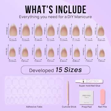 BTArtbox Press On Nails Almond - Winter Cat Eye Press On Nails Medium, French Tip Soft Gel Nails for Valentines Day Gift, Fake Nail Extensions In 15 Sizes - 30 Fake Nails Kit