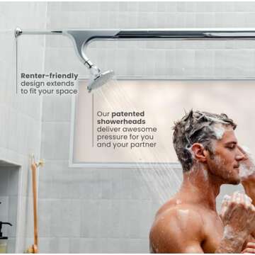 Tandem Shower by Boona - Dual Shower Head for Couples, High Pressure Double Shower Heads with 3 Flow Settings (One Showerhead, King Krome)