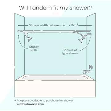 Tandem Shower by Boona - Dual Shower Head for Couples, High Pressure Double Shower Heads with 3 Flow Settings (One Showerhead, King Krome)