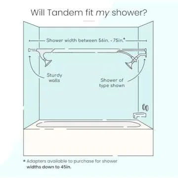 Tandem Shower by Boona - Dual Shower Head for Couples, High Pressure Double Shower Heads with 3 Flow Settings (One Showerhead, King Krome)