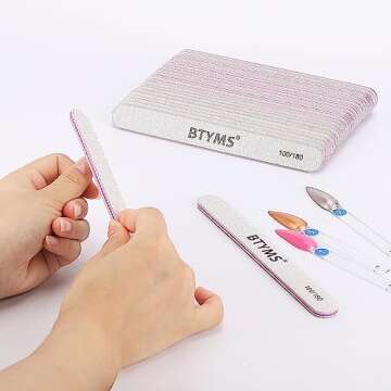 BTYMS 25Pcs Nail Files 100/180 Grit Double Sided Emery Board Nail Buffering Files for Acrylic and Natural Nails