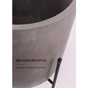 FINEHOUS Mid-Century Cement Planter with Stand