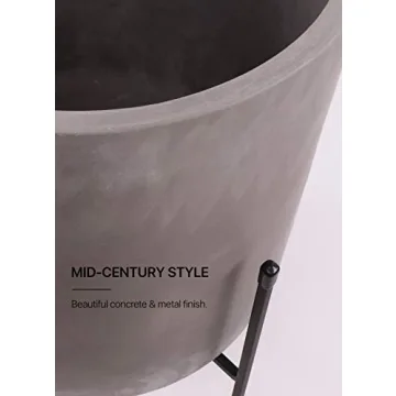 FINEHOUS Mid-Century Cement Planter with Stand