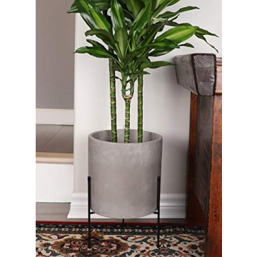 FINEHOUS Mid-Century Cement Planter with Stand