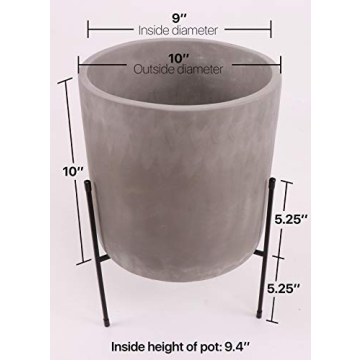 FINEHOUS Mid-Century Cement Planter with Stand