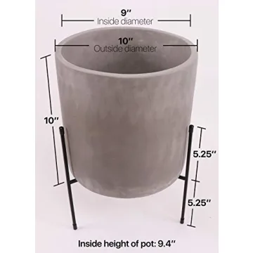 FINEHOUS Mid-Century Cement Planter with Stand