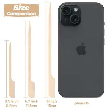 6Inch Bamboo Skewers for Appetizers,100Pcs Bamboo Paddle Picks,Wooden Appetizer Skewers for Fruit Kabobs,Wide Flat Paddle Bamboo Wood Picks for Cocktail,Barbecue Snacks,Fondue,Marshmallow