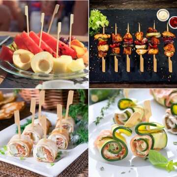 6Inch Bamboo Skewers for Appetizers,100Pcs Bamboo Paddle Picks,Wooden Appetizer Skewers for Fruit Kabobs,Wide Flat Paddle Bamboo Wood Picks for Cocktail,Barbecue Snacks,Fondue,Marshmallow
