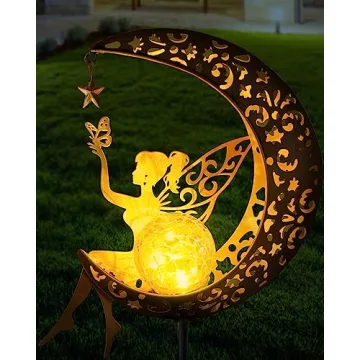 Enchanting Vuees Solar Garden Statues - Fairy Moon Light Stake