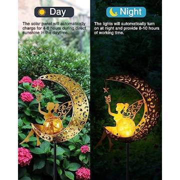 Vuees Fairy Moon Solar Garden Light - Unique Outdoor Decor