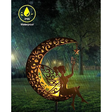 Vuees Fairy Moon Solar Garden Light - Unique Outdoor Decor