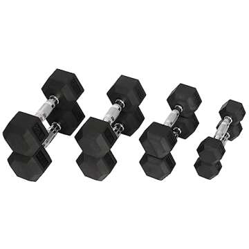 Fitvids Rubber Encased Hex Dumbbell, Set Including 5, 10, 15, 20LB Pairs