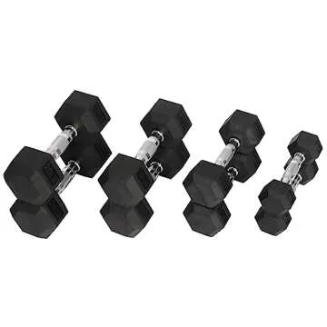 Fitvids Rubber Encased Hex Dumbbell, Set Including 5, 10, 15, 20LB Pairs