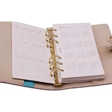 LABON'S A6 Loose Leaf Paper for Ring Binder 6 Hole 120 Sheets 2020 2021 2022 Calendar/Monthly Weekly Daily Schedule/Telephone & Address/Ruled Dotted Grid Free Note Premium Thick Refillable Planner