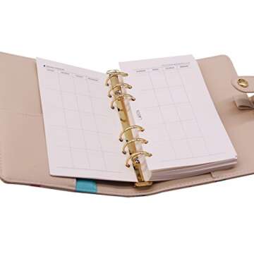 LABON'S A6 Loose Leaf Paper for Ring Binder 6 Hole 120 Sheets 2020 2021 2022 Calendar/Monthly Weekly Daily Schedule/Telephone & Address/Ruled Dotted Grid Free Note Premium Thick Refillable Planner