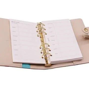 LABON'S A6 Loose Leaf Paper for Ring Binder 6 Hole 120 Sheets 2020 2021 2022 Calendar/Monthly Weekly Daily Schedule/Telephone & Address/Ruled Dotted Grid Free Note Premium Thick Refillable Planner